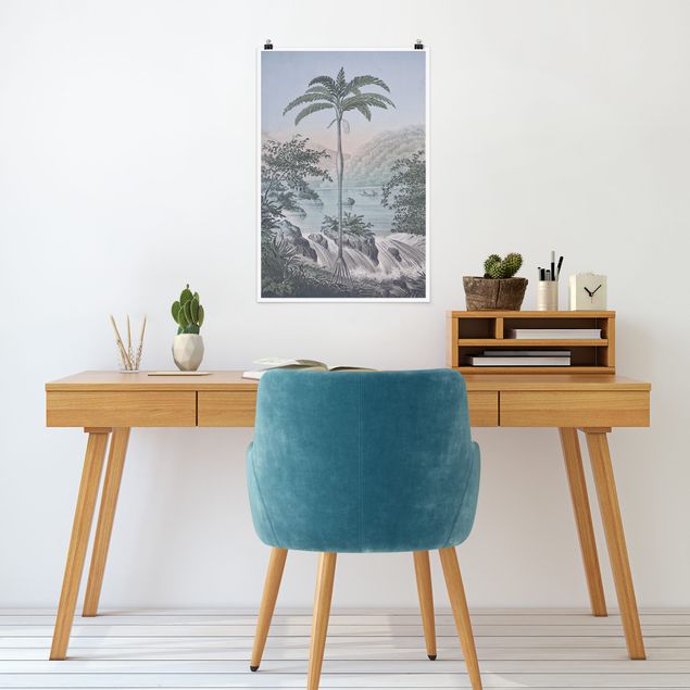 Posters Vintage Illustration - Landscape With Palm Tree