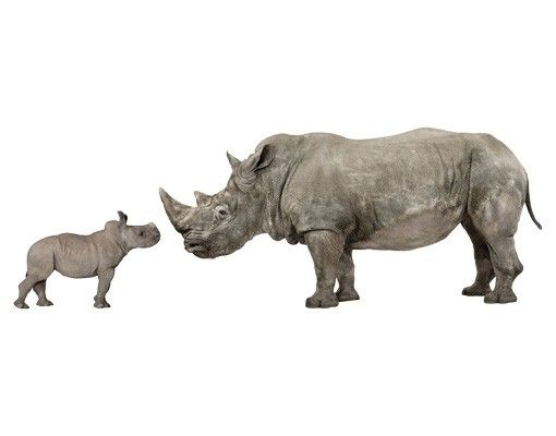 Muurstickers steden en skylines No.605 Mother and Baby Rhinoceros