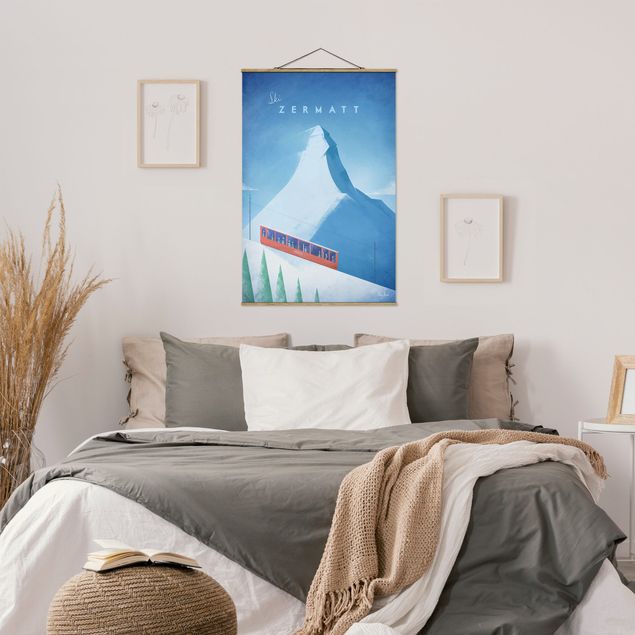 Stoffen schilderij met posterlijst Travel Poster - Zermatt