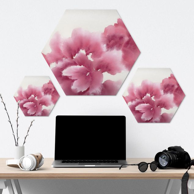 Hexagons Aluminium Dibond schilderijen Artistic Flora I