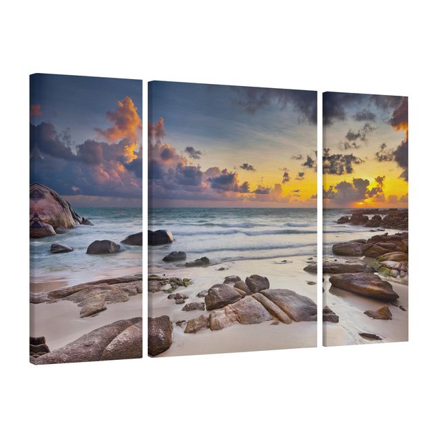 Canvas schilderijen - 3-delig Sunrise Beach In Thailand