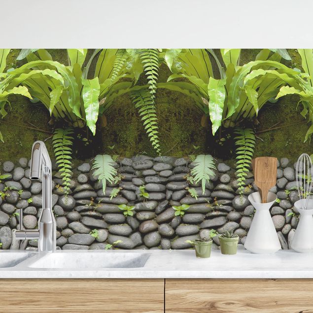 Achterwand voor keuken patroon Stone Wall With Plants
