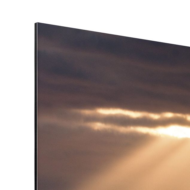 Aluminium Dibond schilderijen Sun Beams Over The Ocean