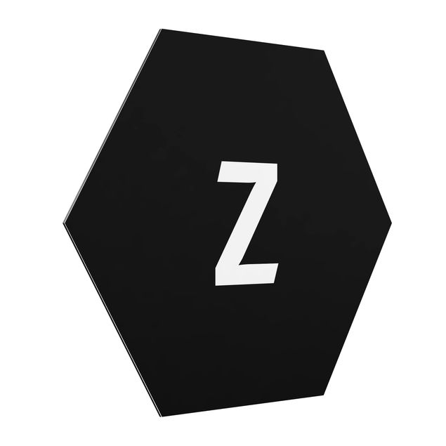 Hexagons Aluminium Dibond schilderijen Letter Black Z