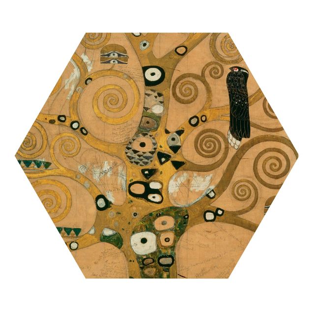Hexagons houten schilderijen Gustav Klimt - The Tree of Life