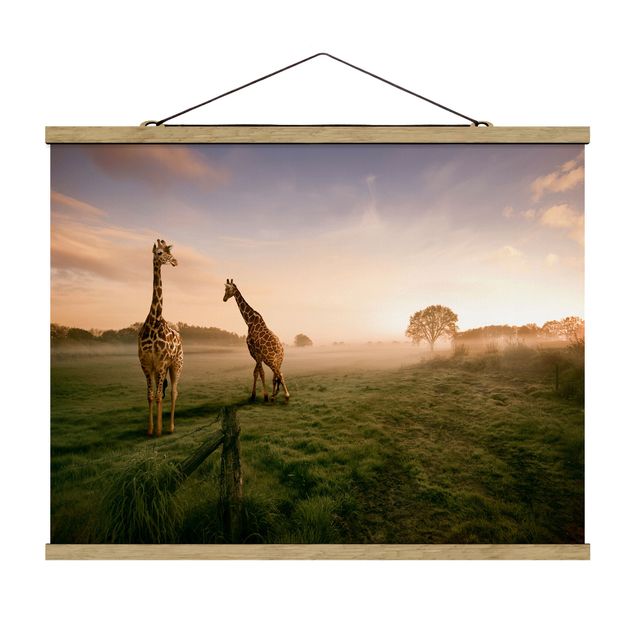 Stoffen schilderij met posterlijst Surreal Giraffes