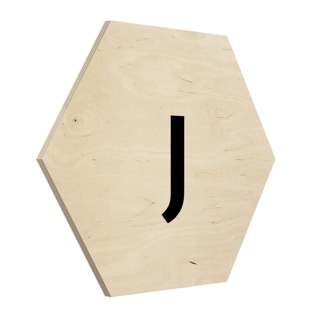 Hexagons houten schilderijen Letter White J