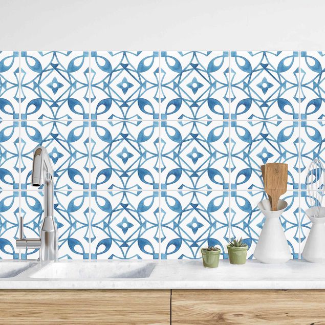 Achterwand voor keuken patroon Watercolour Tiles - Alvor