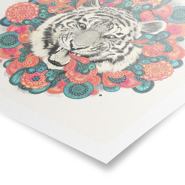 Posters Illustration Tiger Drawing Mandala Paisley