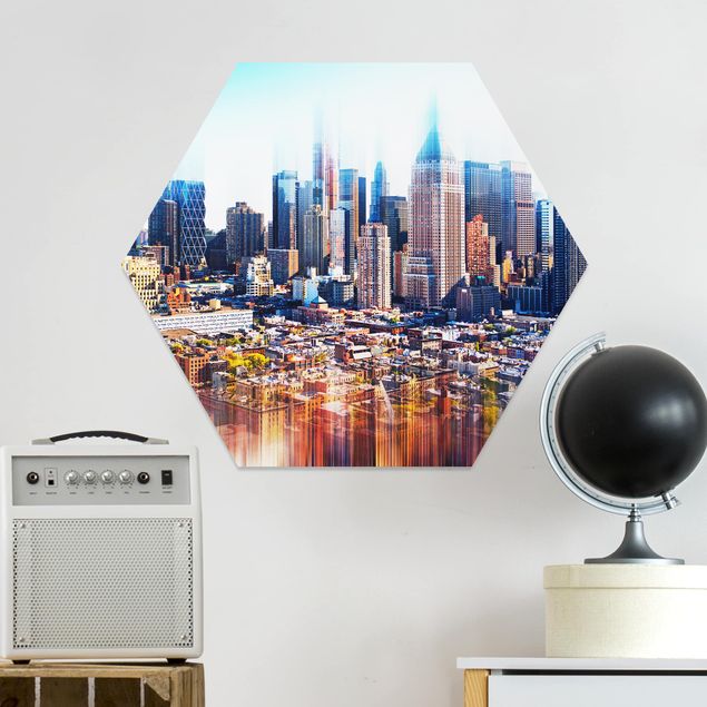 Hexagons Forex schilderijen Manhattan Skyline Urban Stretch