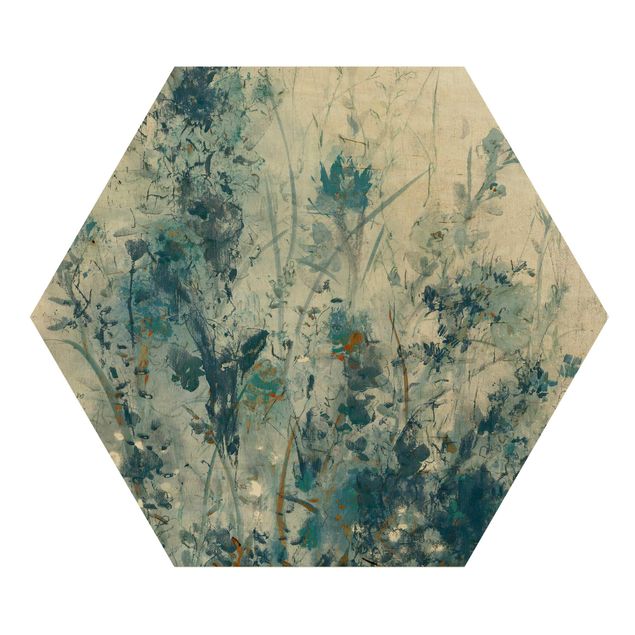 Hexagons houten schilderijen Blue Spring Meadow I
