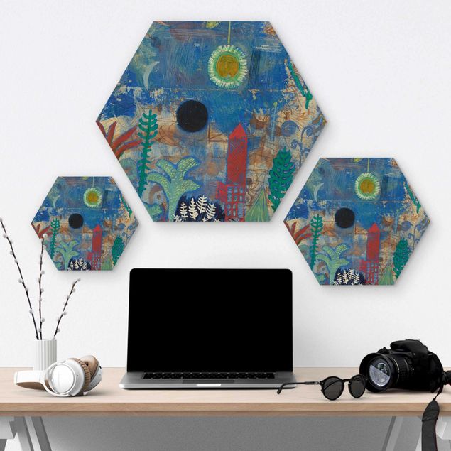 Hexagons houten schilderijen Paul Klee - Sunken Landscape