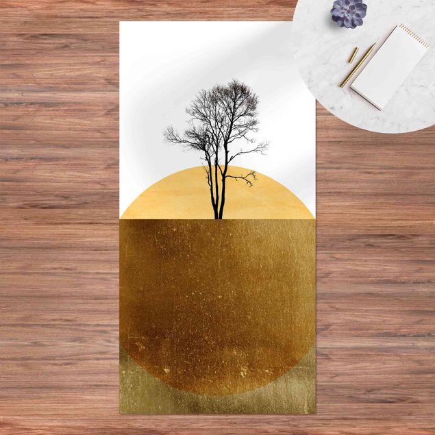 loper vloerkleed Golden Sun With Tree