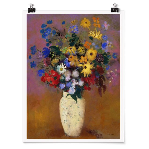 Posters Odilon Redon - White Vase with Flowers