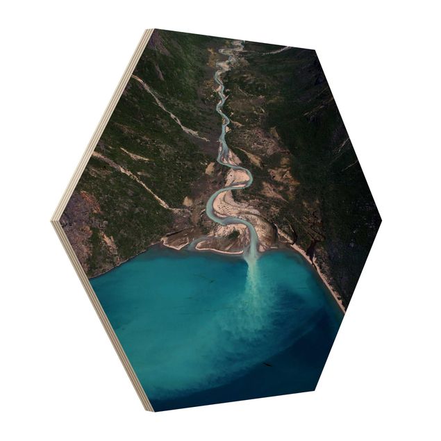 Hexagons houten schilderijen River In Greenland