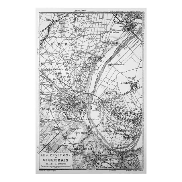 Aluminium Dibond schilderijen Vintage Map St Germain Paris