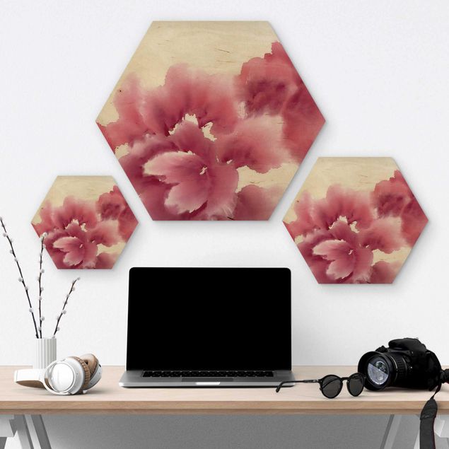 Hexagons houten schilderijen Artistic Flora I