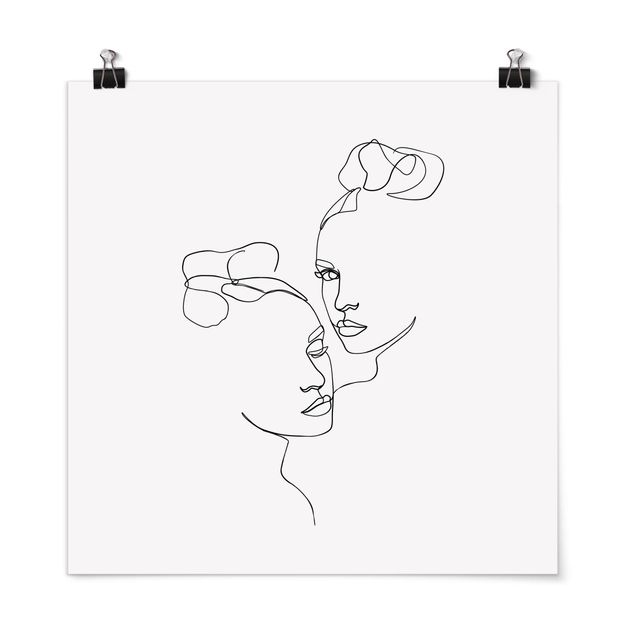 Posters Line Art Faces Women Black And White