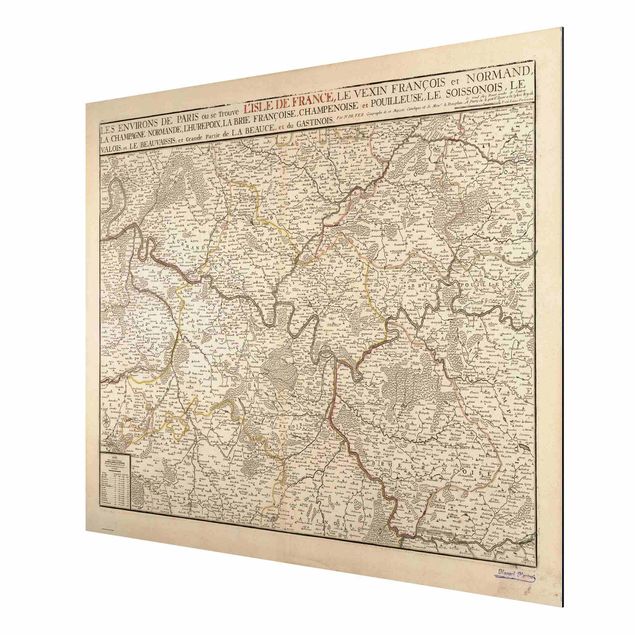 Aluminium Dibond schilderijen Vintage Map France