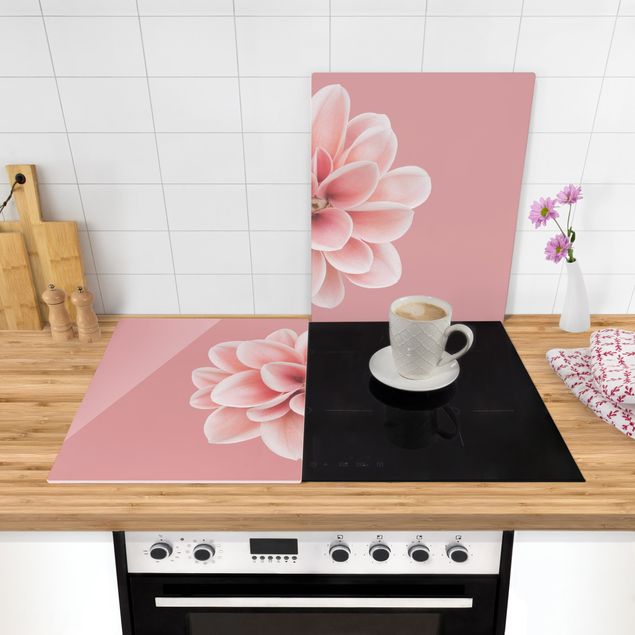 Kookplaat afdekplaten Dahlia Pink Blush Flower Centered