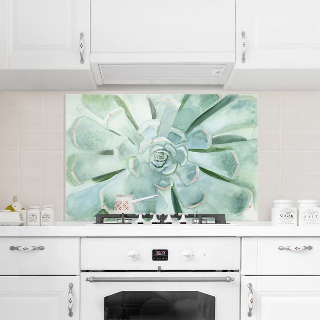 Spatscherm keuken Succulent Watercolor Bright