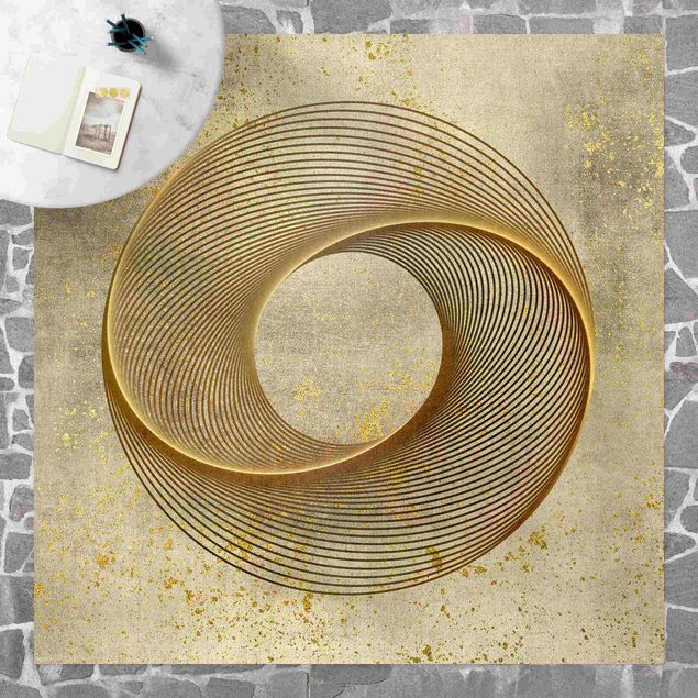 tapijt modern Line Art Circling Spirale Gold
