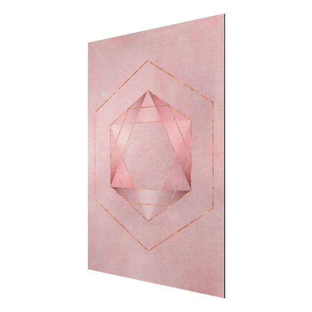 Aluminium Dibond schilderijen Geometry In Pink And Gold I