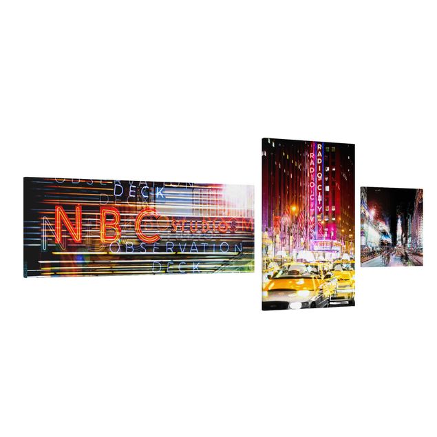 Canvas schilderijen - 3-delig Times Square City Lights