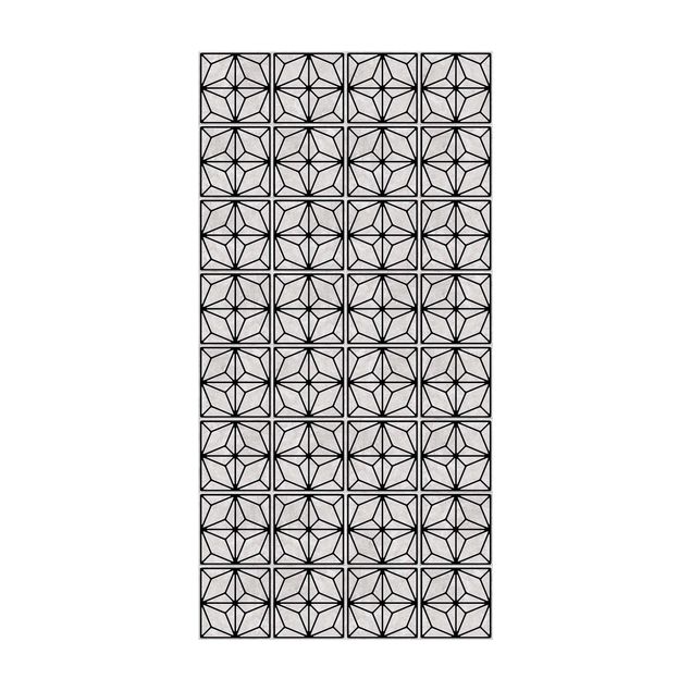Vloerkleed zwart Tile Pattern Star Geometry Black