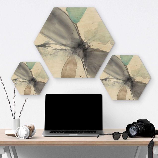 Hexagons houten schilderijen Dance Of Dragonflies I