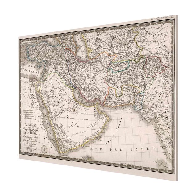 Magneetborden Vintage Map In The Middle East