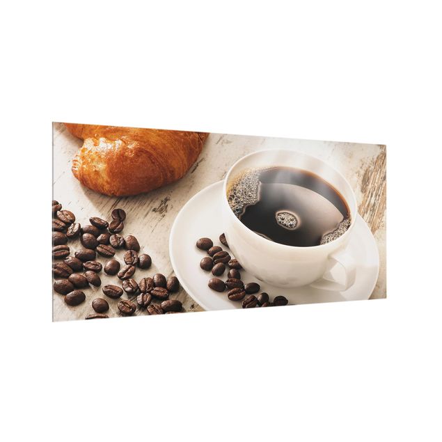 Spatscherm keuken Steaming Coffee Cup With Coffee Beans