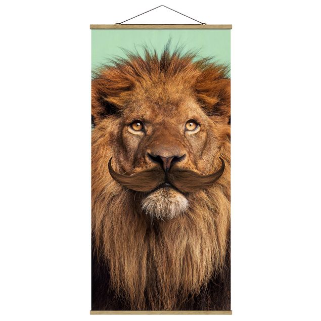 Stoffen schilderij met posterlijst Lion With Beard