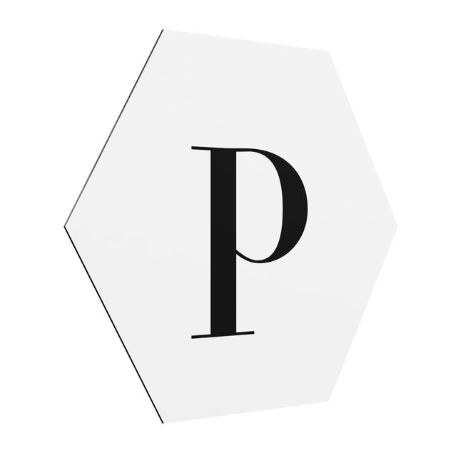 Hexagons Aluminium Dibond schilderijen Letter Serif White P