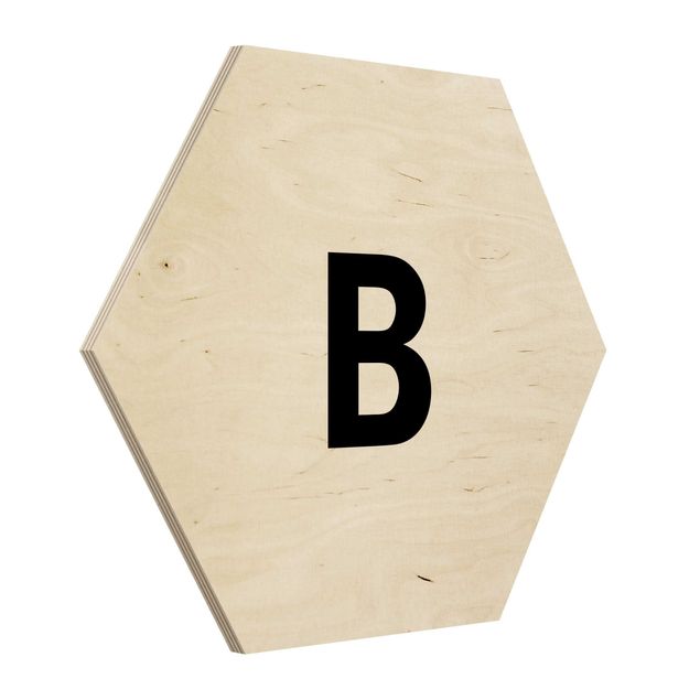 Hexagons houten schilderijen Letter White B