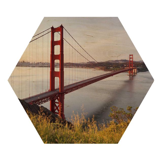 Hexagons houten schilderijen Golden Gate Bridge In San Francisco