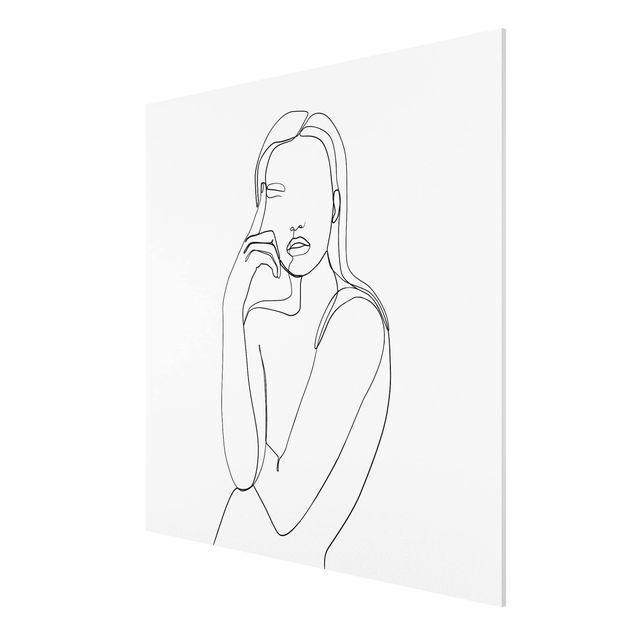 Forex schilderijen Line Art Pensive Woman Black And White