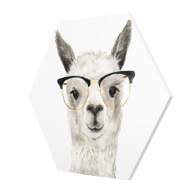 Hexagons Forex schilderijen Hip Lama With Glasses I