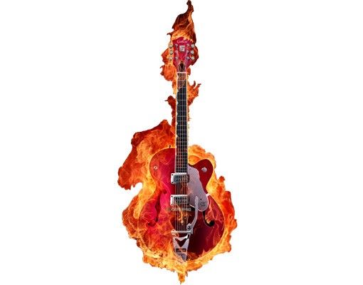 Raamstickers Guitar In Flames