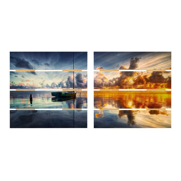 Houten schilderijen op plank - 2-delig Time For Reflection