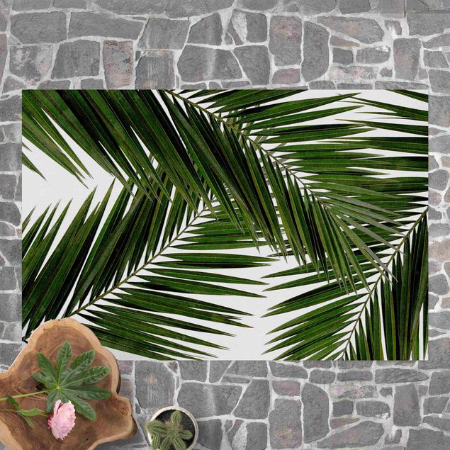 Vloerkleed modern View Through Green Palm Leaves