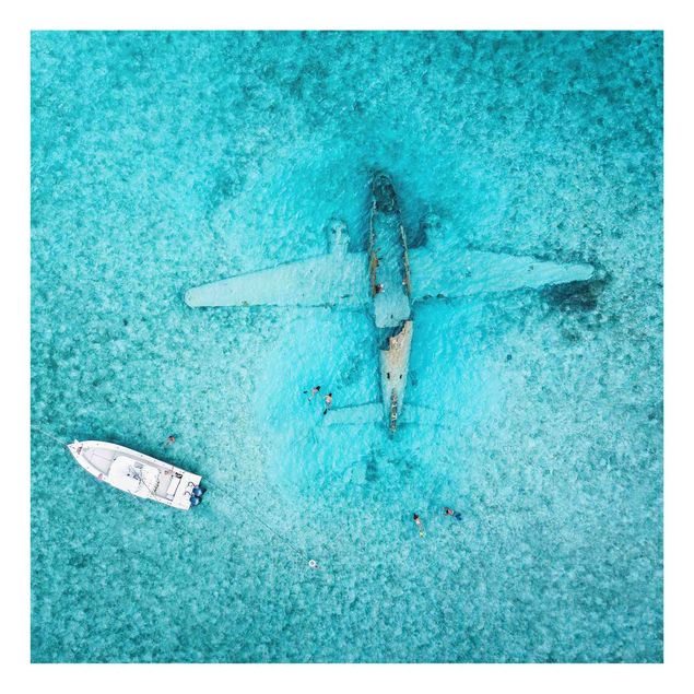Spatscherm keuken Top View Airplane Wreckage In The Ocean