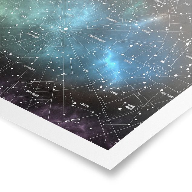Posters Stellar Constellation Map Galactic Nebula