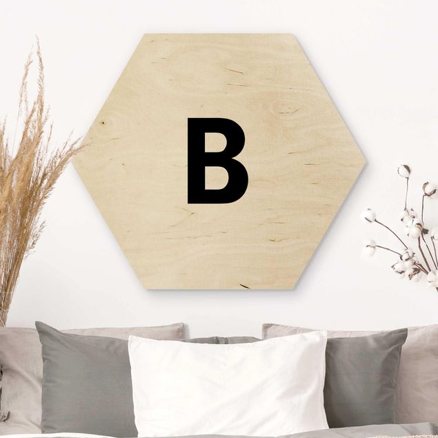 Hexagons houten schilderijen Letter White B