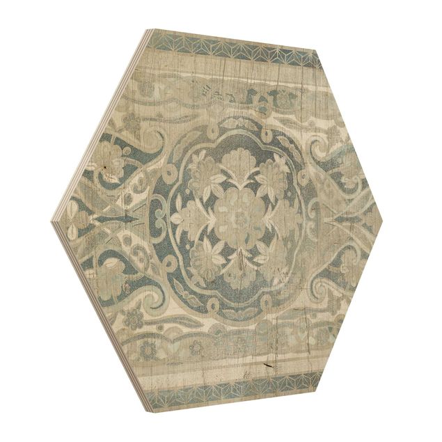 Hexagons houten schilderijen Wood Panels Persian Vintage IV