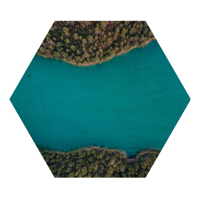 Hexagons houten schilderijen Aerial View - Deep Blue Sea