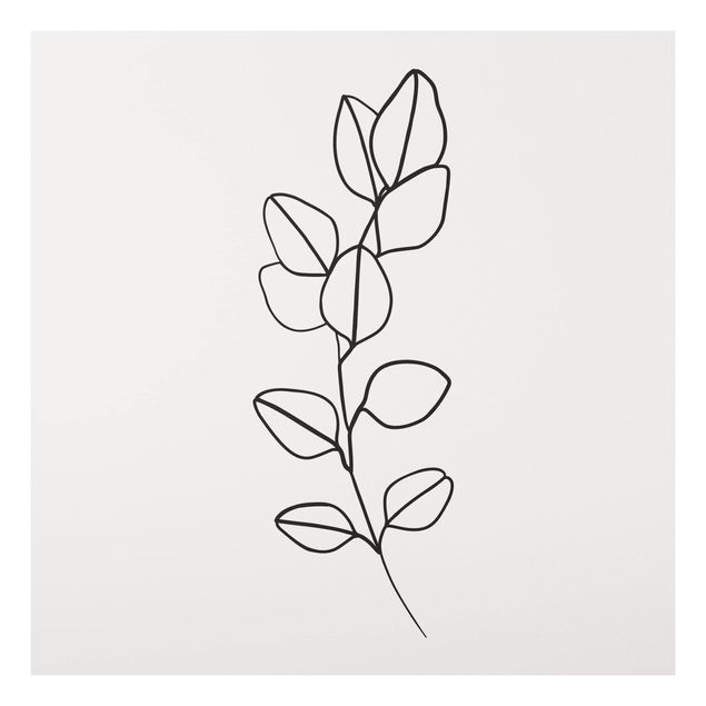 Forex schilderijen Line Art Branch Leaves Black And White
