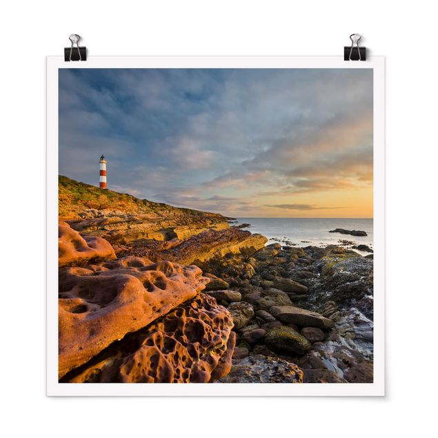 Posters Tarbat Ness Lighthouse And Sunset At The Ocean