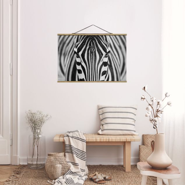 Stoffen schilderij met posterlijst Zebra Look