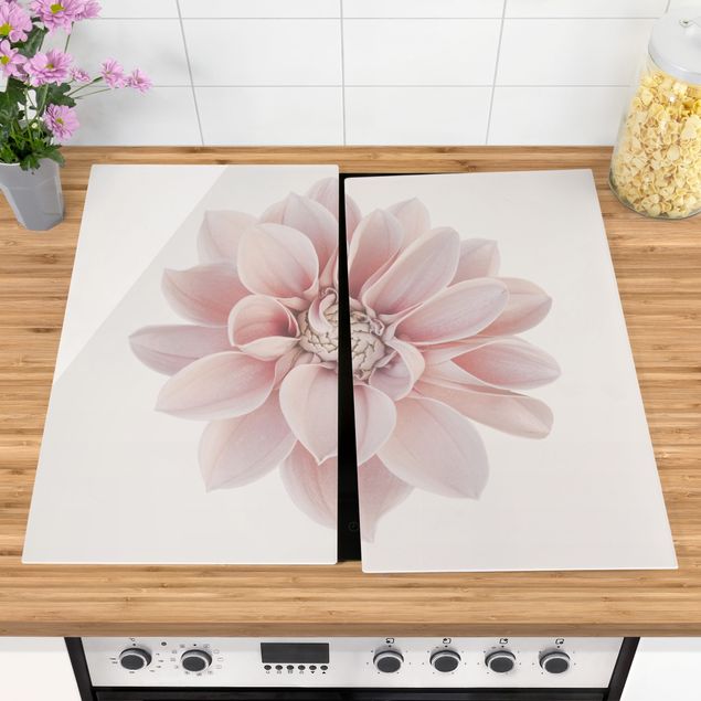 Kookplaat afdekplaten Dahlia Flower Pastel White Pink